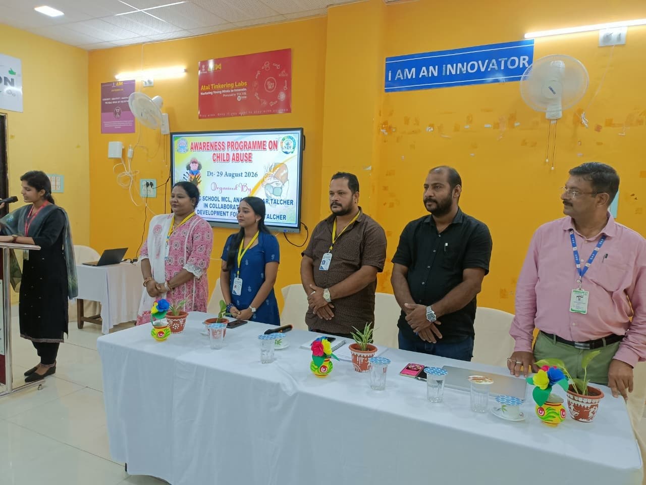 Dignitaries at the child abuse awareness programme, D.A.V. Public School MCL, Ananta Vihar, Talcher, August 29, 2026