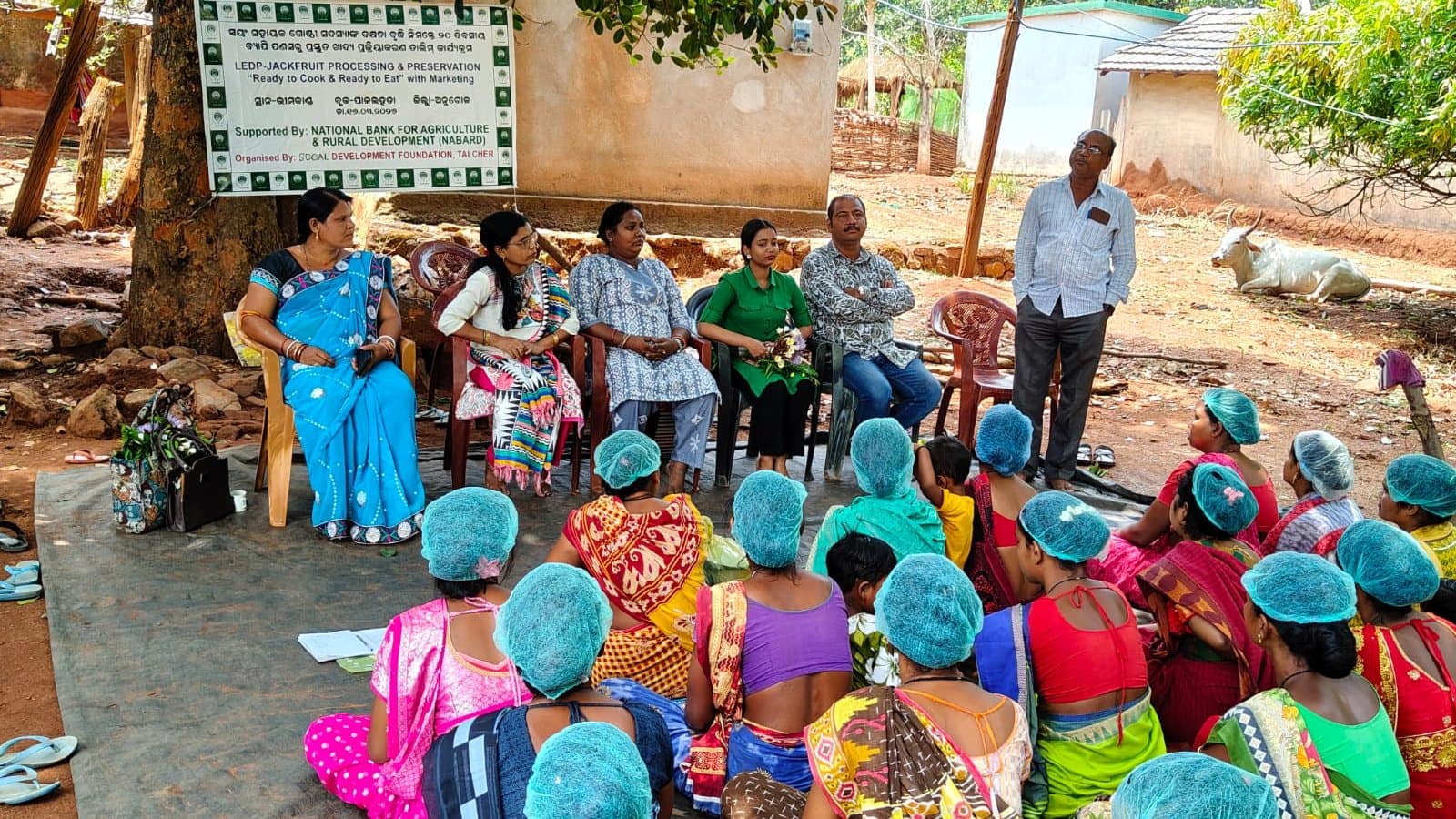 Rural community members gathered together in India